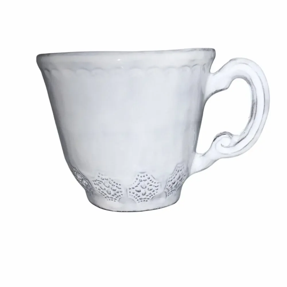 VIETRI INCANTO STONE WHITE-LACE MUG - 3 5/8